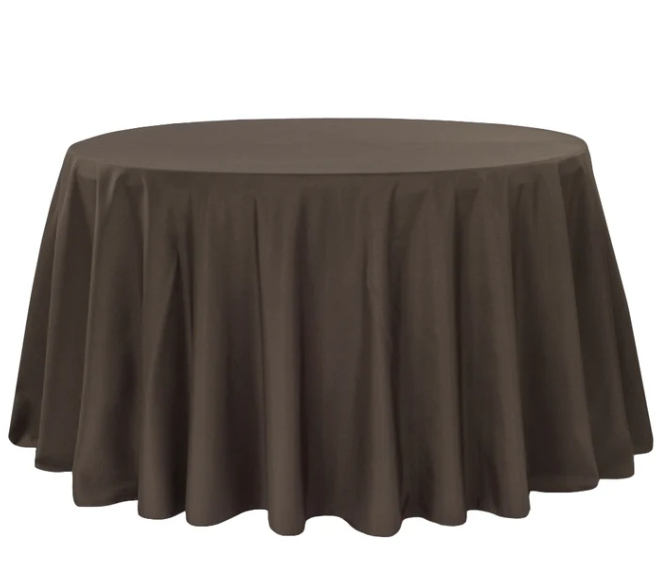 120 Round Brown Polyester Tablecloth