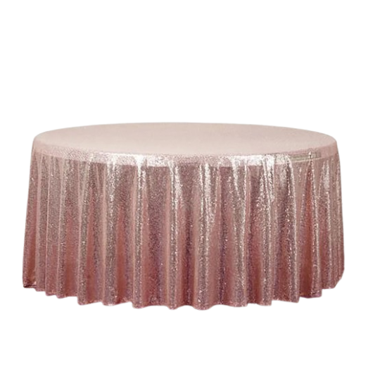 108 Rose Gold Sequin Round Tablecloth