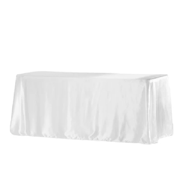 90x132 Rectangular White Satin