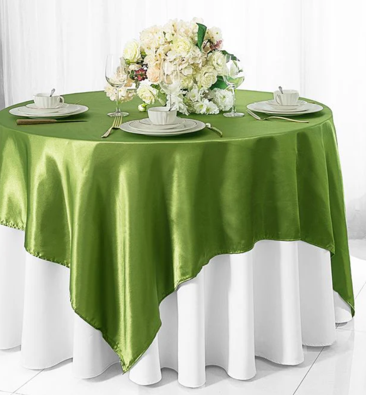 72x72 Moss Green Square Polyester Table Overlay