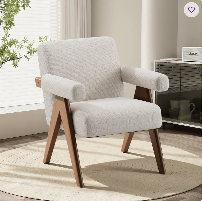 Modern Linen Upholstered Accent ArmChair