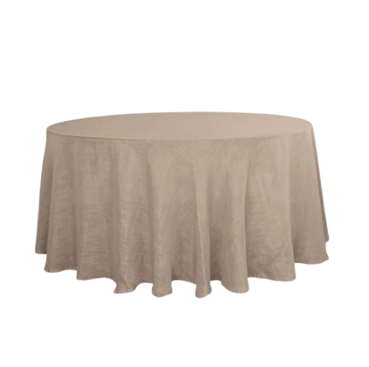 108 Round Taupe Polyester Tablecloth