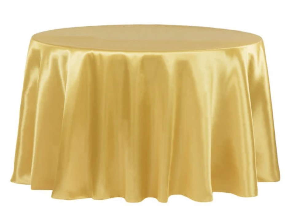 90 Round Gold Seamless Satin Tablecloth