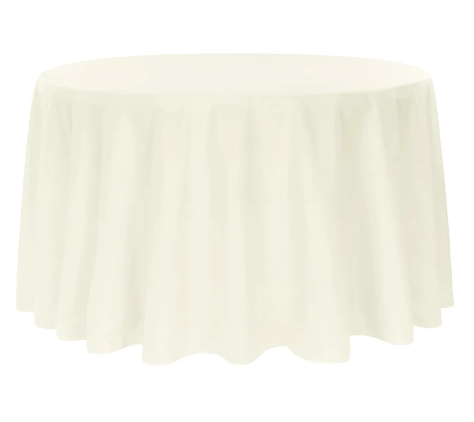 132 Inch Round Ivory Tablecloth